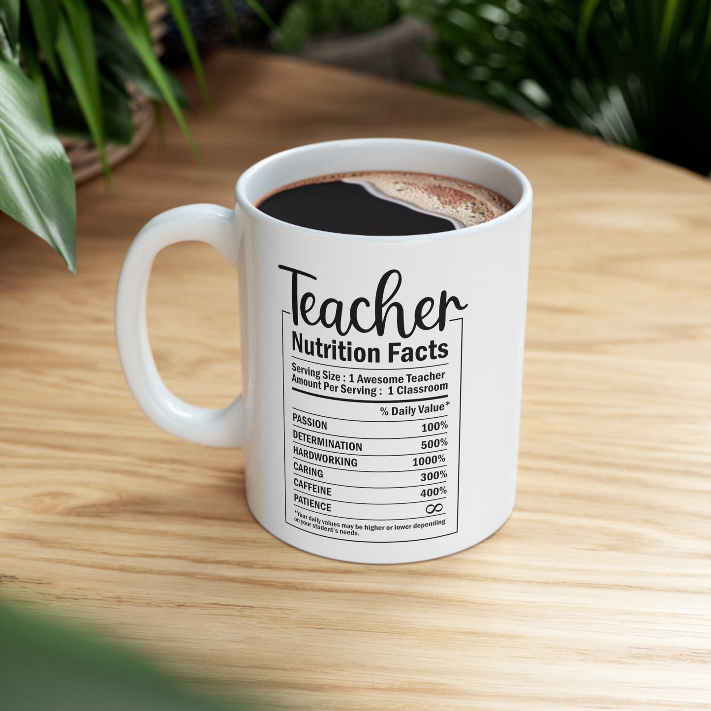 Teacher Nutrition Facts, Teacher Gifts Appreciation Week, Back To School, Ceramic Mug, (11oz, 15oz)