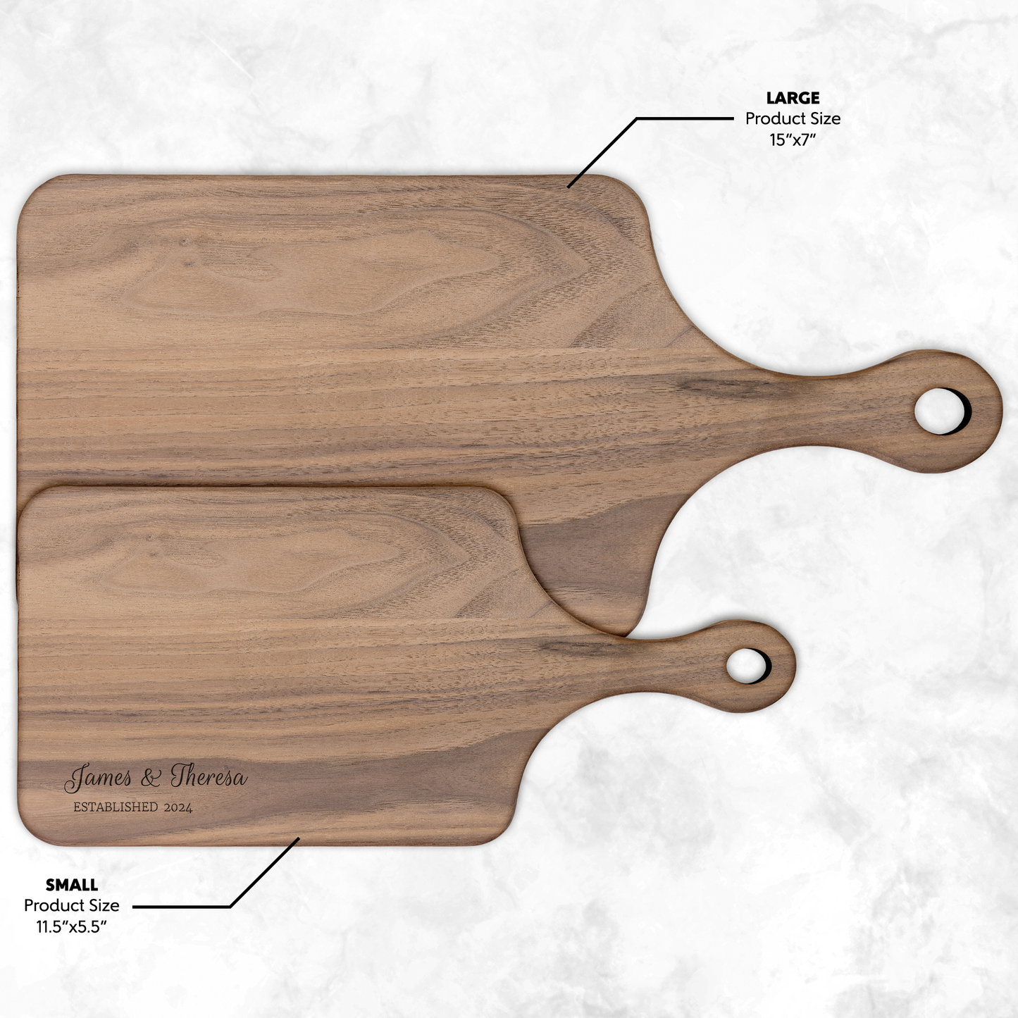 Husband & Wife Hardwood Paddle Cutting Board