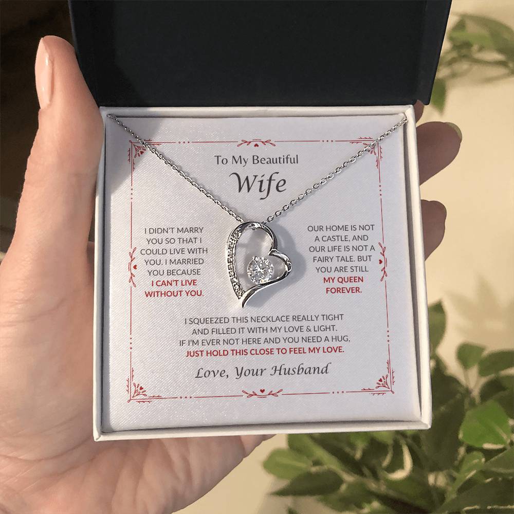 To My Beautiful Wife | I Can't Live Without You - Forever Love Necklace