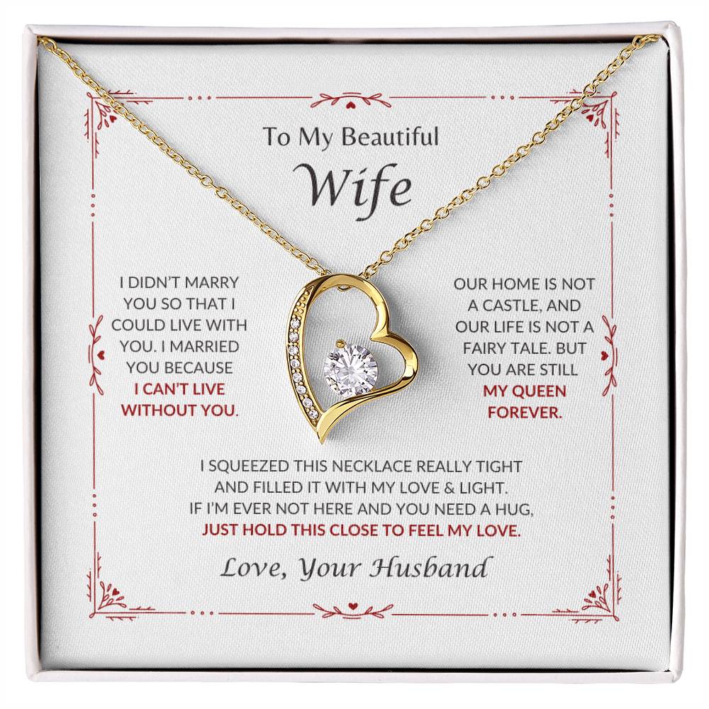 To My Beautiful Wife | I Can't Live Without You - Forever Love Necklace